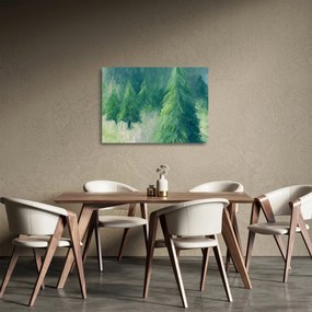 Tablou pe sticlă - Conifere pictate (70x50 cm)