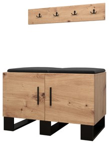 Set mobilier pentru hol Amanda 21 (Stejar artisan + Negru). 1086041