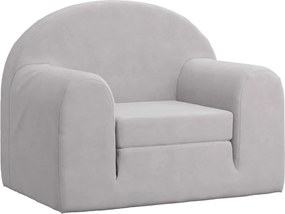 vidaXL Canapea extensibilă pentru copii, gri deschis, pluș moale