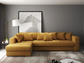 Colțar extensibil dumonde cu ladă de depozitare si sezut confortabil din spuma high-density, Gloria Zoom Mustar 320x183 cm