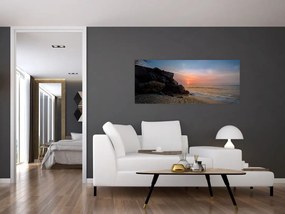 Tablou apusului de soare pe plajă (120x50 cm)