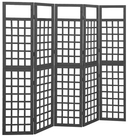 vidaXL Separator cameră 5 panouri negru 201,5x180 cm nuiele/lemn brad