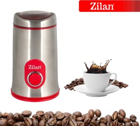 Rasnita cafea electrica, Zilan ZLN8012,Argintiu Rosu 150 W, inox, cutite macinare otel inoxidabil