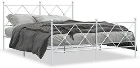 376571 vidaXL Cadru de pat metalic cu tăblie, alb, 150x200 cm