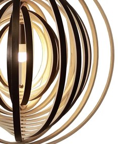 Lustră suspendată din lemn cu cablu, 1xE27/60W/230V, Ø 50 cm, lemn masiv/furnir/lemn de cauciuc