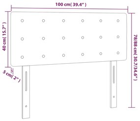 Tablie de pat cu LED, maro inchis, 100x5x78 88 cm, textil 1, Maro inchis, 100 x 5 x 78 88 cm