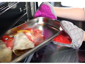 Mănușă de bucătărie din bumbac cu silicon Vialli Design Hot Touch, roșiu - gri