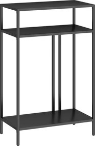 HOMCOM Consolă cu Rafturi Deschise pe 3 Niveluri, din Oțel, 55x30x85 cm, Negru | Aosom Romania