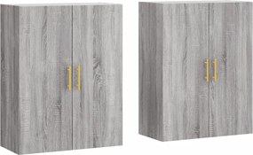 vidaXL Dulapuri montate pe perete, 2 buc, gri sonoma, 69,5x34x90 cm