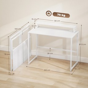 HOMCOM Birou pliabil Masă pentru calculator cu suport pentru monitor pentru cameră de lucru 100 x 48 x 87,5 cm | Aosom Romania