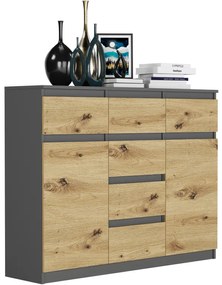 Comoda de design S-62D cu linii curate - diverse finisaje colorate antracit mix artisan