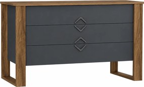 Comoda Bumerang Aynalı, gri antarcit/alun, PAL melaminat, 110x45x76 cm