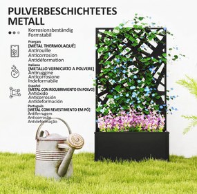 Outsunny Jardinieră cu Grilaj pentru Plante Cățărătoare din Metal, 61x23x113 cm, Negru | Aosom Romania