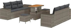 vidaXL Set de canapele pentru grădină cu pernă 9 pcs Gri Poli Rattan