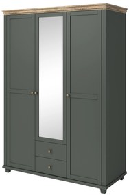 Dulap de haine Elvina S ZJU19 (verde + stejar lefkas închis) (cu oglindă). 1118223