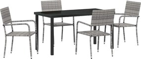 vidaXL Set de masă pentru grădină cu pernă 5 pcs Gri poliratan