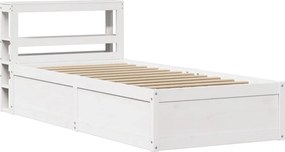 vidaXL Cadru de pat cu tăblie, alb, 90x200 cm, lemn masiv de pin