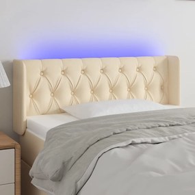 Tablie de pat cu LED, crem, 103x16x78 88 cm, textil 1, Crem, 103 x 16 x 78 88 cm