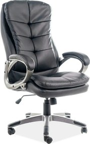 Scaun de birou Q-270, negru/crom, piele ecologica/metal, 66x50x114/124