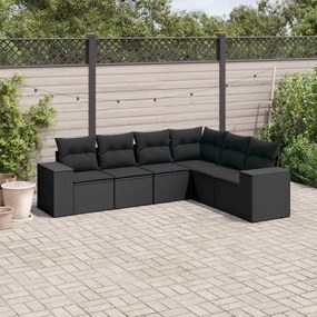 3254942 vidaXL Set mobilier de grădină cu perne, 6 piese, negru, poliratan