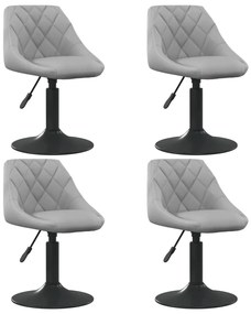 vidaXL Scaune de masă pivotante, 4 buc., gri deschis, catifea