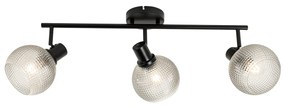 Spot de design negru cu sticlă fumurie cu 3 lumini - Chico