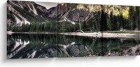 Tablou cu lac montan (cu ceas) (90x30 cm)