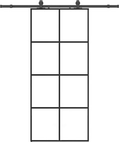 vidaXL Ușă glisantă cu set de feronerie neagră 90x205 cm Sticlă ESG