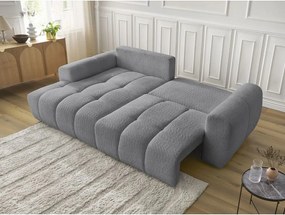 Colțar gri extensibil/cu spațiu de depozitare cu tapițerie din țesătură bouclé (cu colț pe partea stângă/cu șezlong) Roxelane – Bobochic Paris