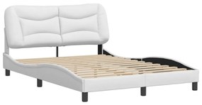 3207989 vidaXL Cadru de pat cu tăblie, alb, 120x200 cm, piele ecologică
