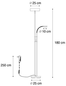 Lampă de podea din bronz cu LED și dimmer, cu lampă de citit - Kelso