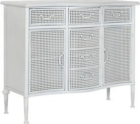 Bufet vintage din metal perforat, finisaj alb antichizat, 101×42×85 cm, „Merej"
