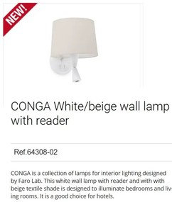 Aplica cu reader LED eleganta design modern CONGA alb/bej 64308-02