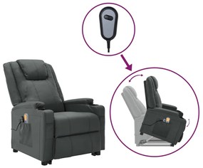 3100332 vidaXL Fotoliu rabatabil masaj cu ridicare, antracit piele artificială