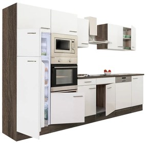 Mobilă de bucătărie Yorki 340, corp din stejar Yorki, cu față alb satinat