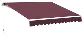Copertina de Soare pentru Exterior Reglare cu Manivela, din Aluminiu si Poliester, 295x250cm, Rosu Inchis Outsunny | Aosom RO