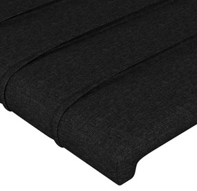 Cadru de pat cu tablie, negru, 160x200 cm, textil Negru, 160 x 200 cm, Benzi orizontale