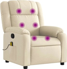 vidaXL Fotoliu rabatabil de masaj, crem, material textil