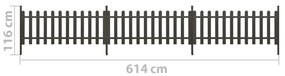 Gard din sipci cu stalpi, 3 buc., 614x80 cm, WPC 3, Gri, 614 x 80 cm