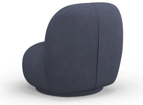 Fotoliu albastru închis cu tapițerie din stofă bouclé Chuck – Micadoni Home