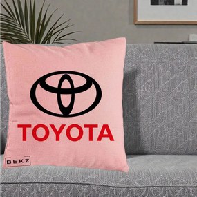 Perna Personalizata cu emblema Toyota, 40x40 cm, Roz, Husa Detasabila, Perna Inclusa, BEKZ®