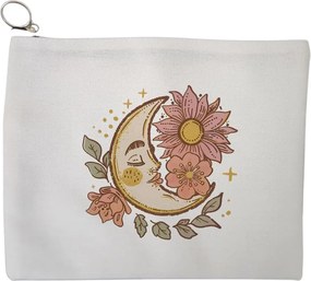 Portfard Cosmetice tip Plic Moon Flowers, 23x18 cm, Alb, BEKZ®