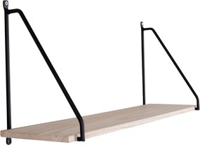 Raft Arnhem, raft din lemn natural, ramă neagră 65x17 cm