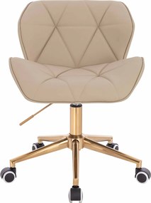 HR111K Scaun Crem Piele Ecologica Premium Soft cu Bază Aurie