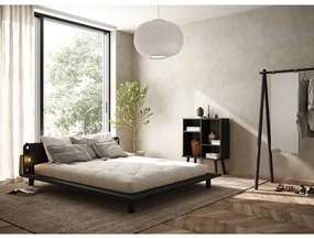 Pat matrimonial negru din lemn masiv de pin cu somieră 140x200 cm Peek – Karup Design
