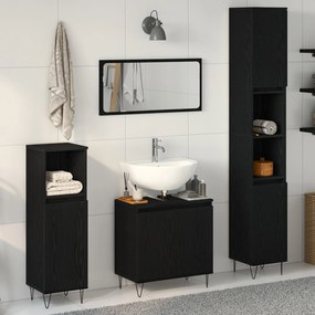 vidaXL Set de Mobilier pentru Baie 3 pcs Stejar Negru 30 x 30 x 190 cm