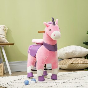 HOMCOM Balansoar Unicorn pentru Copii 3-6 Ani, cu Roți, Roz, 70x32x87cm | Aosom Romania