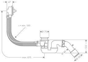 Sifon cada baie cu preaplin Hansgrohe Flexaplus 58140180