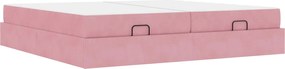 vidaXL Cadru de pat cu saltea cu saltea 2 pcs Roz Catifea
