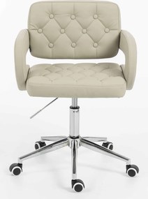 HR8403K Scaun Ecru Piele Ecologica Premium Soft cu Bază Cromata